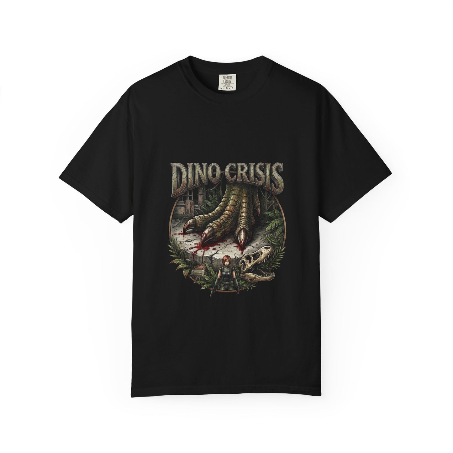 Dino Crisis 1999 Cover Art Velociraptor Claw Bloody Foot Portrait Premium T-Shirt