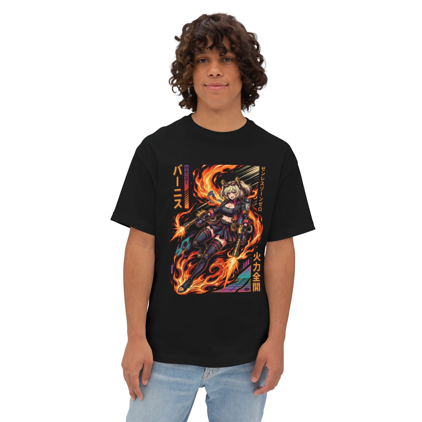 Synthwave Burnice Sons of Calydon Mixologist Zenless Zone Zero Premium Oversized Unisex T-Shirt