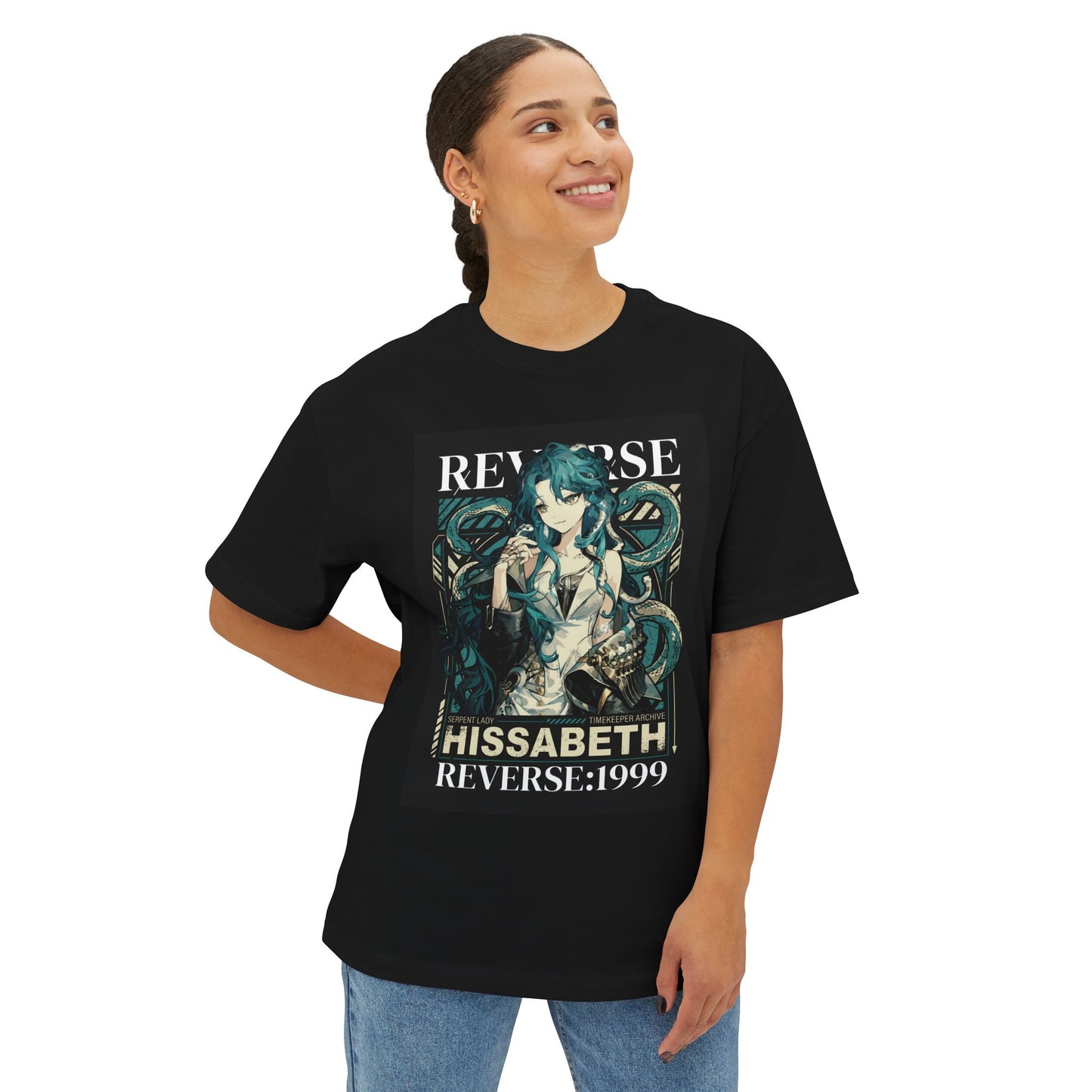 Hissabeth Reverse 1999 Silver Hair Snake Hair Portrait Premium Oversized Unisex T-Shirt