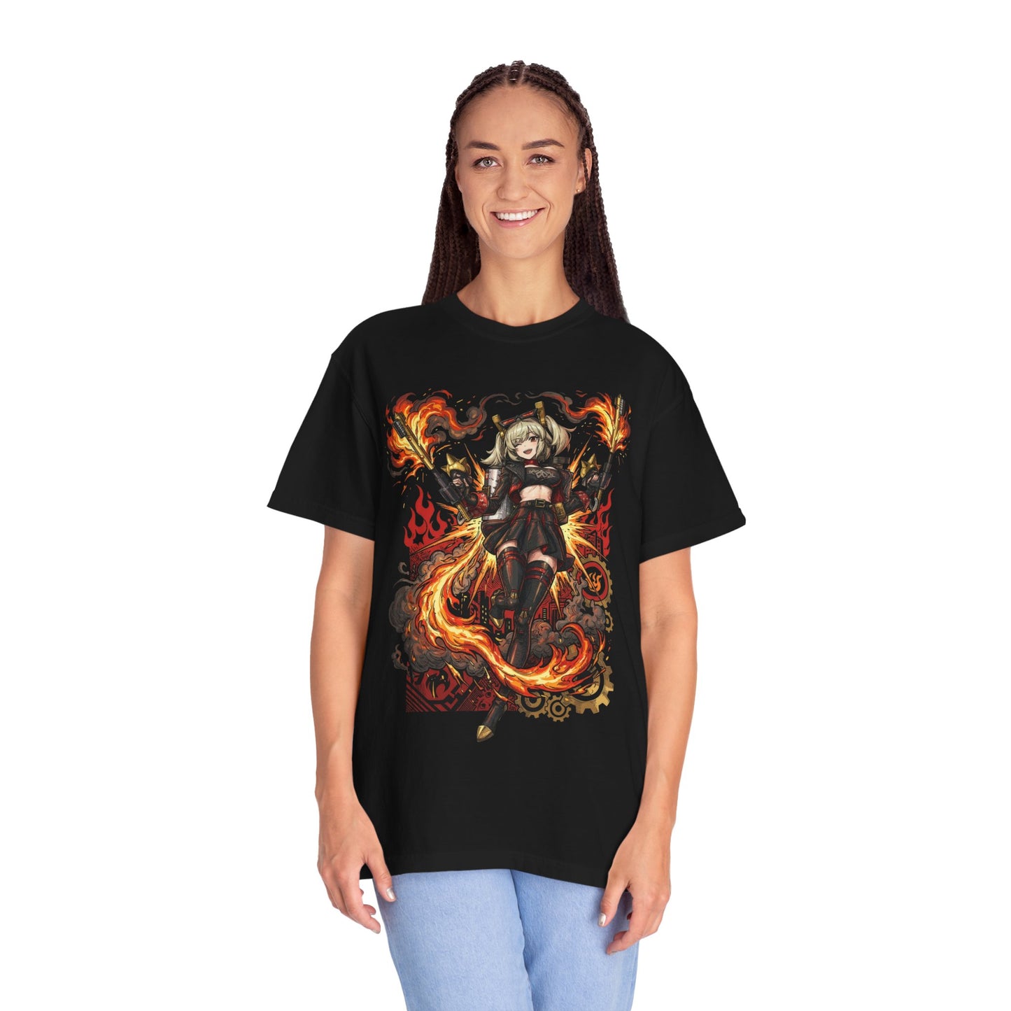 Retro Synthwave Burnice White Flamethrower Girl Premium T-Shirt