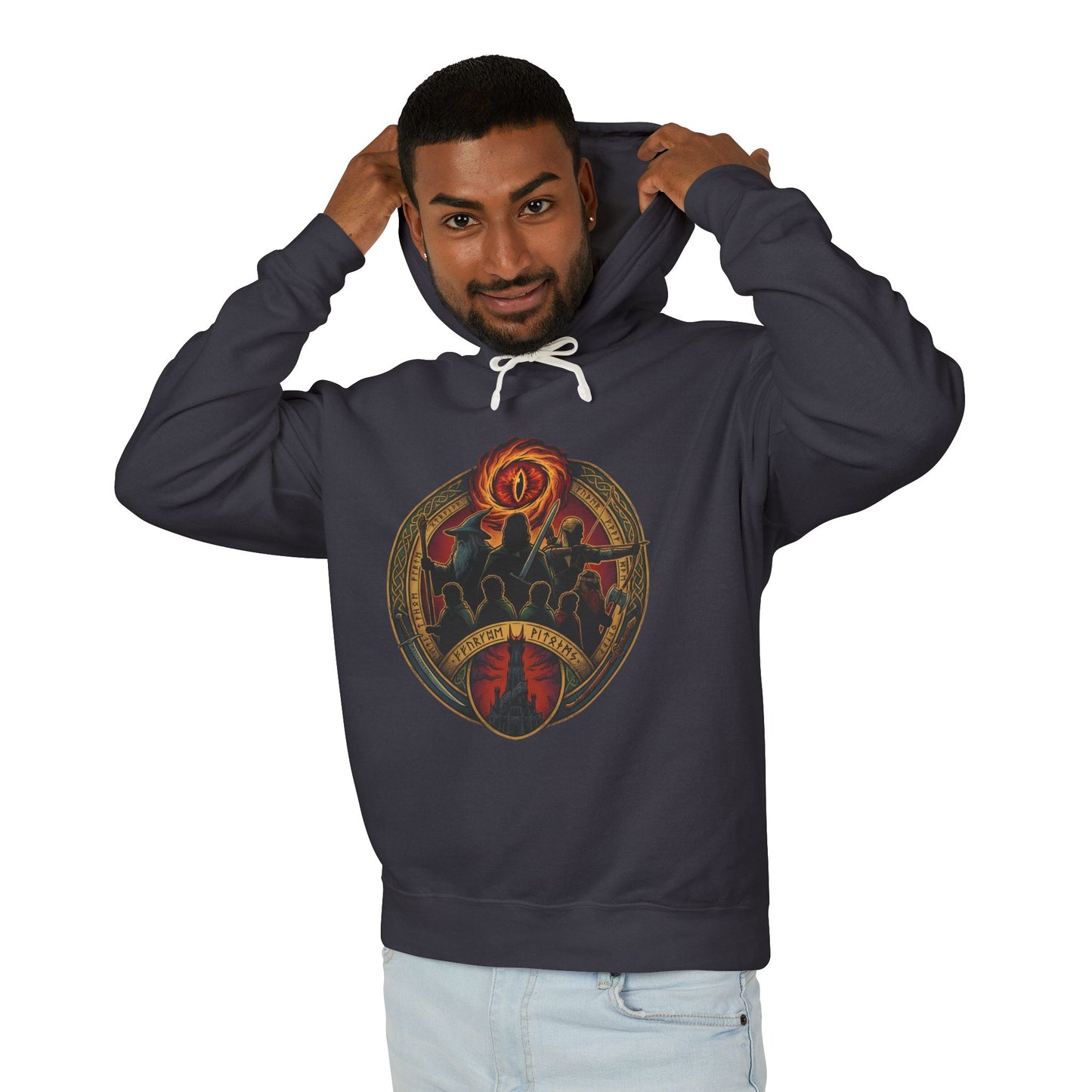 Fellowship of the Ring Inspired Crest – Nine Walkers Unity Emblem Design Unisex Premium Hoodie