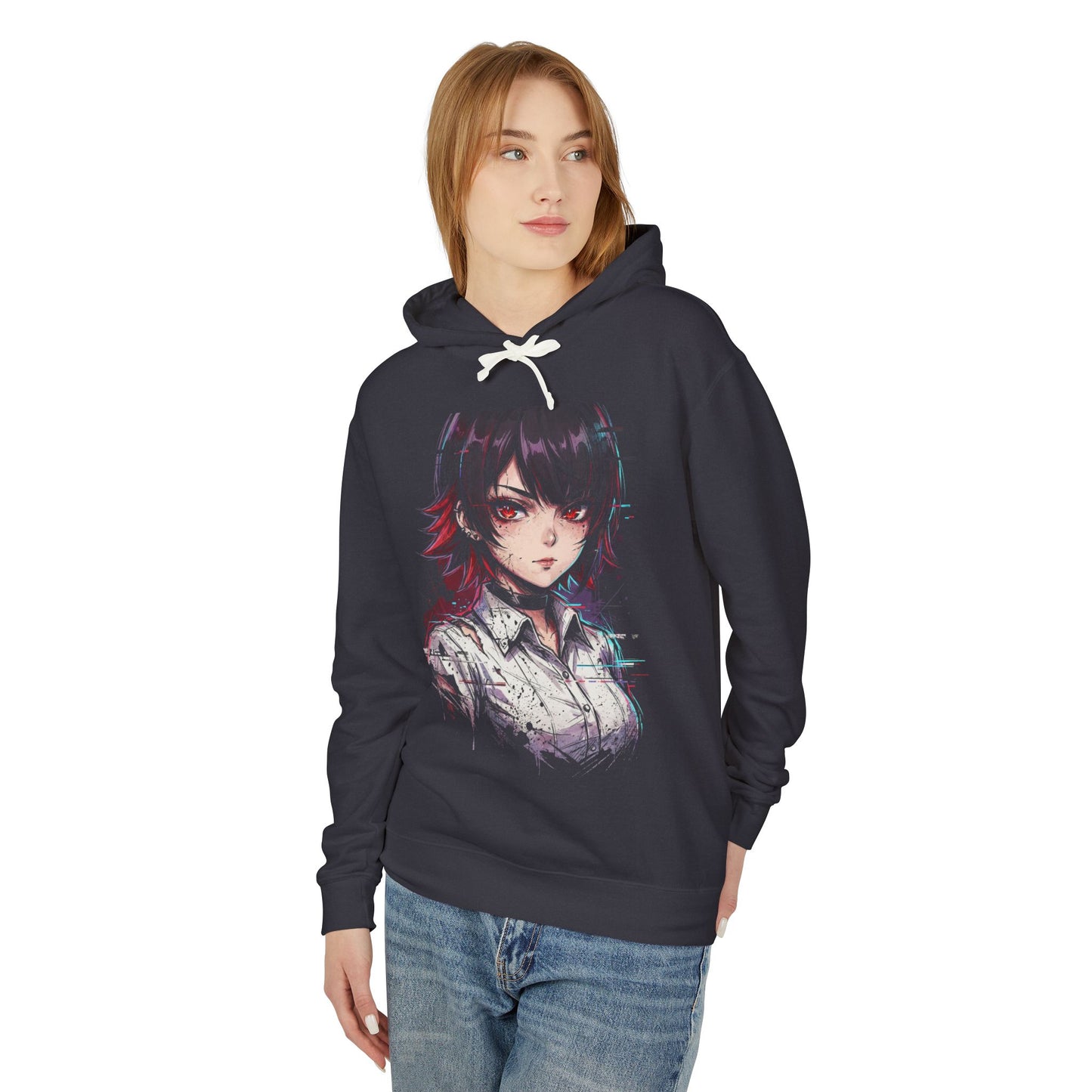Ellen Joe ZZZ Black Hair Red Highlights Shark Hood Icon Unisex Premium Hoodie