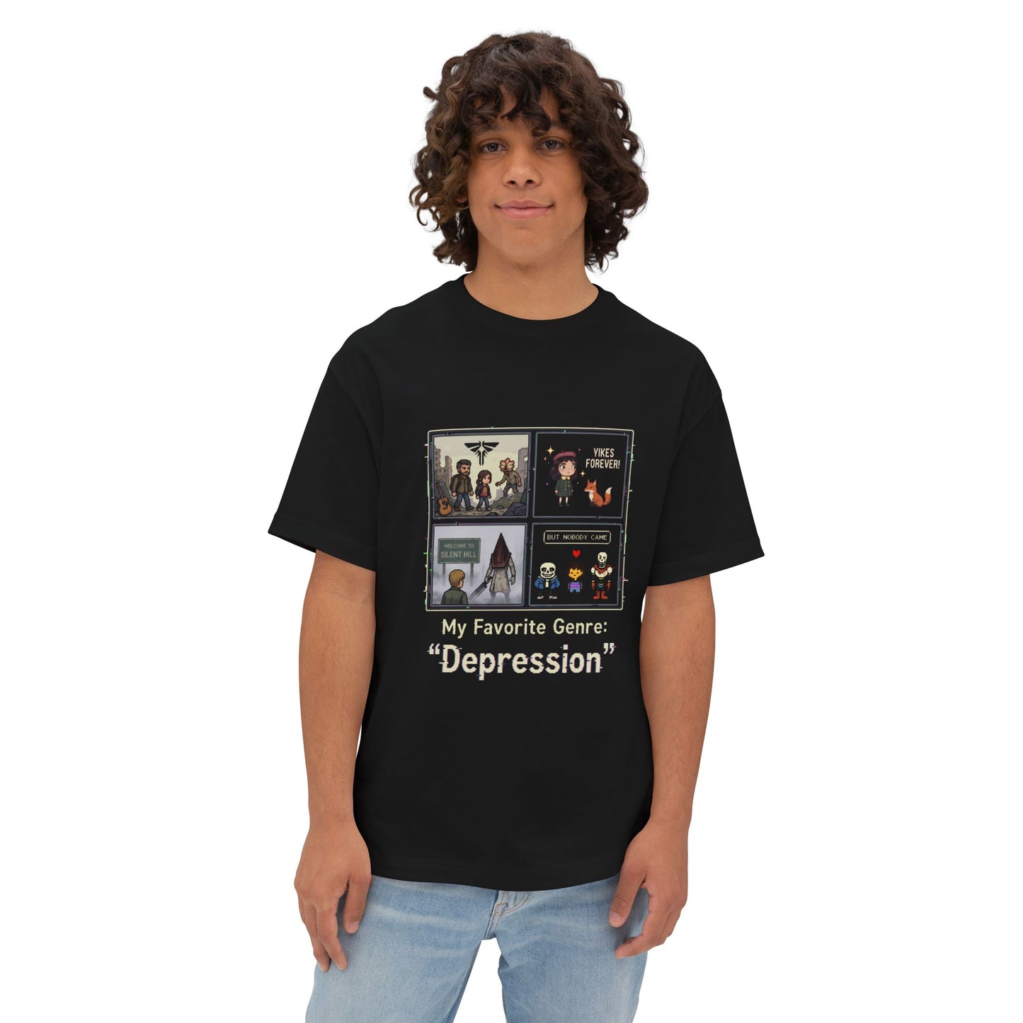 My Favorite Genre is Depression Eternal Happiness Hunt Premium Oversized Unisex T-Shirt