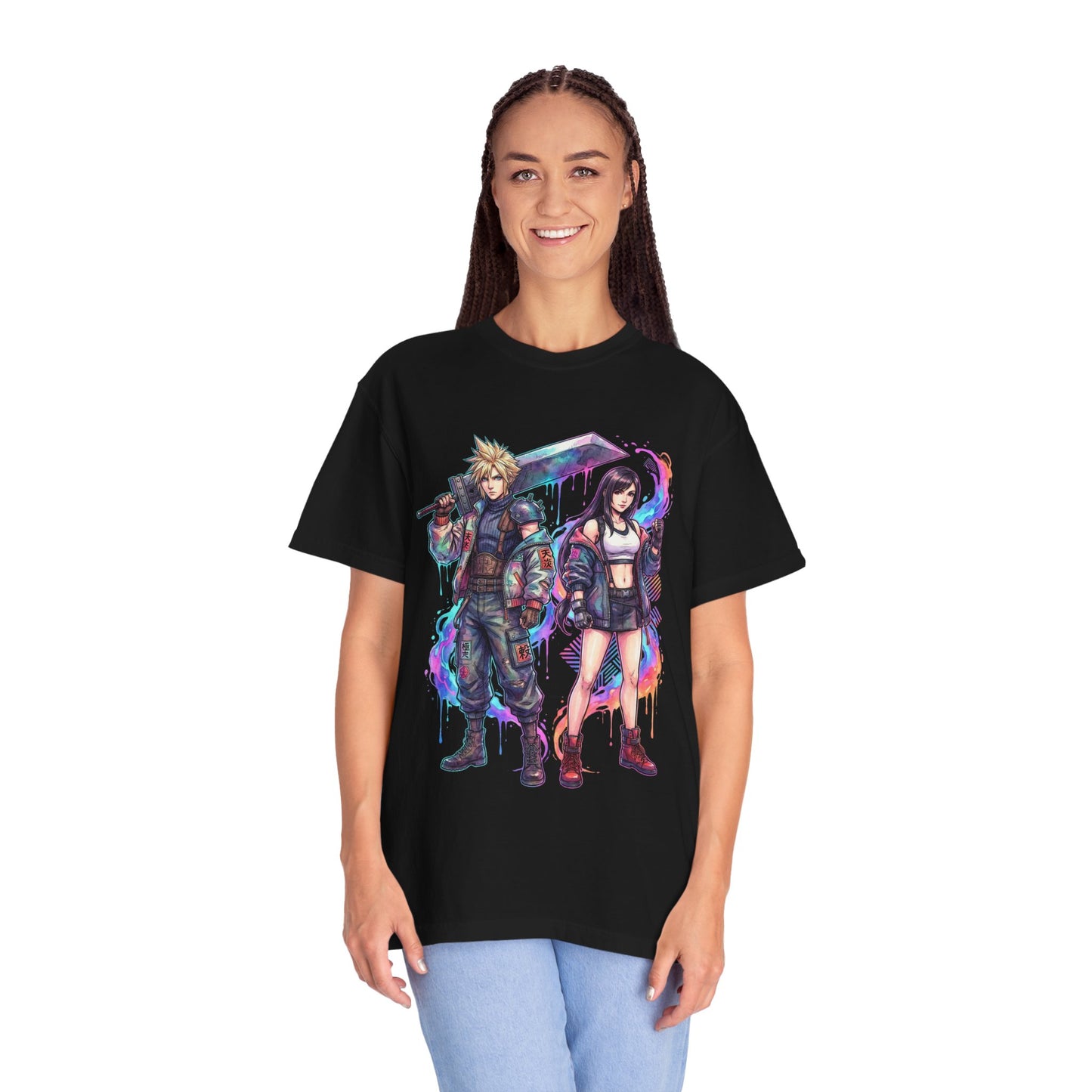 Cloud Strife and Tifa Lockhart FF7 Advent Children Design Premium T-Shirt