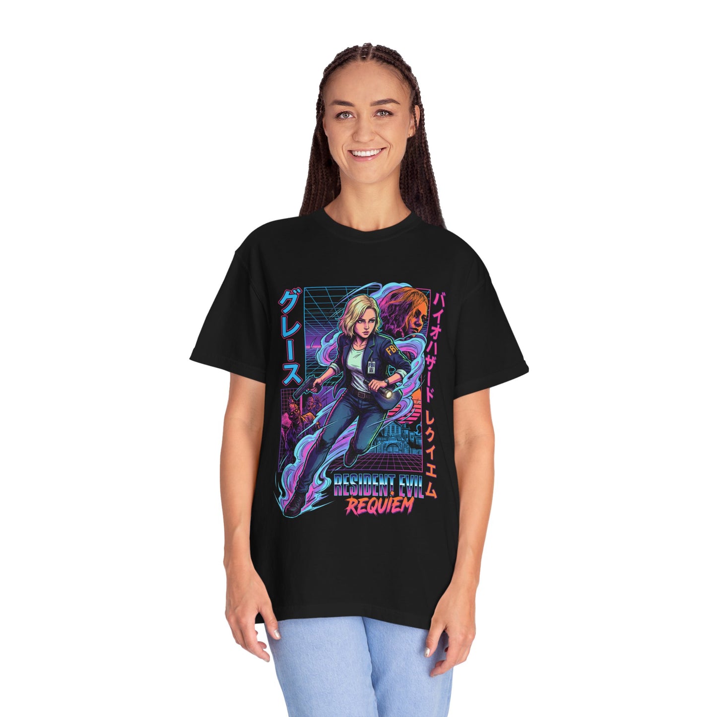 Retro Cyberpunk Grace Ashcroft Resident Evil 9 Face Fears Premium T-Shirt