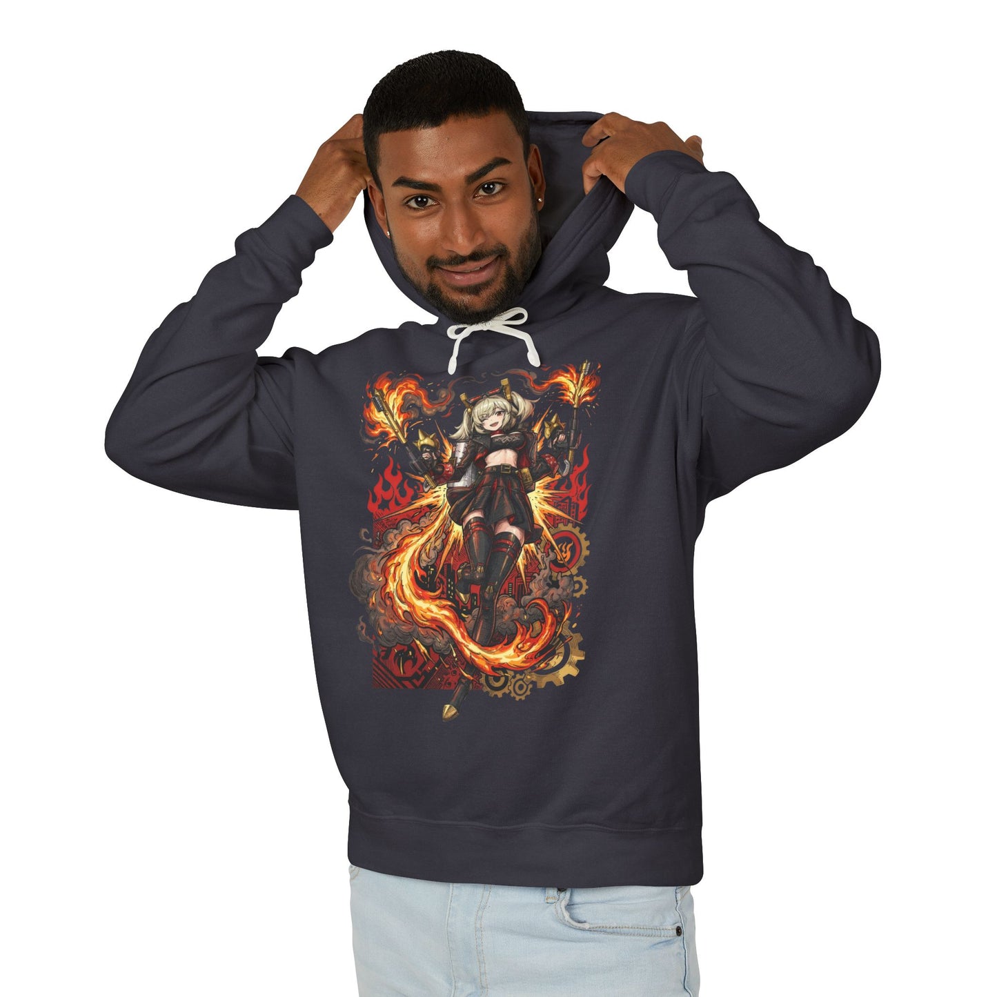 Retro Synthwave Burnice White Flamethrower Girl Unisex Premium Hoodie