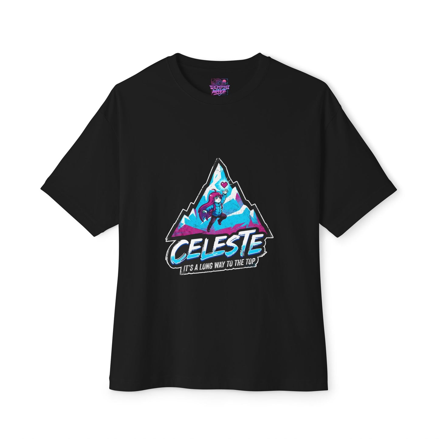 Celeste Indie Game: Madeline Climbing Mount Celeste Premium Oversized Unisex T-Shirt