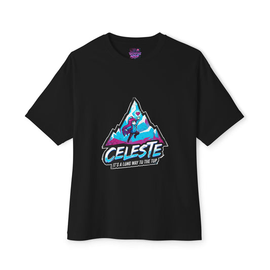 Celeste Indie Game: Madeline Climbing Mount Celeste Premium Oversized Unisex T-Shirt
