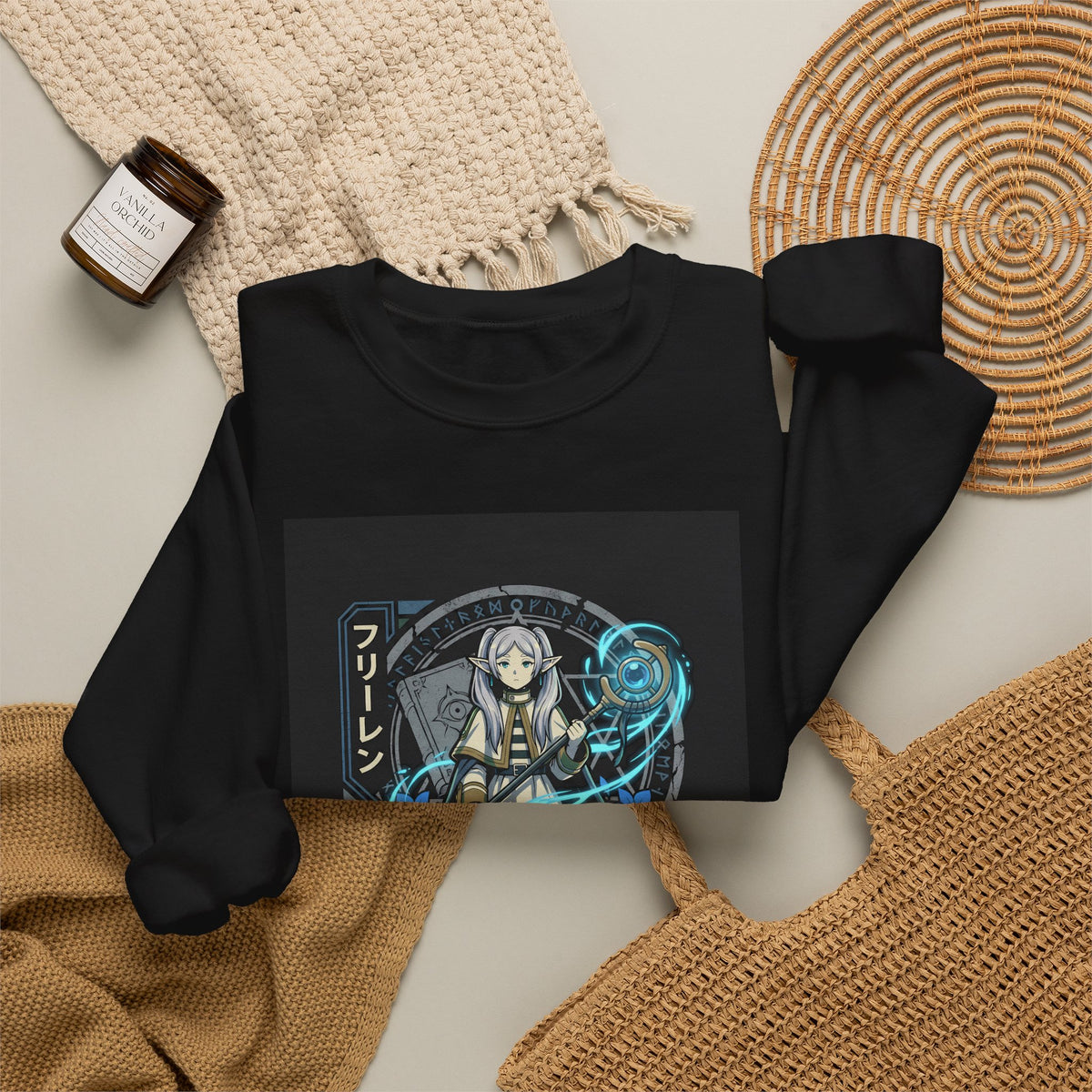 Frieren Beyond Journey's End Elven Mage Staff Crewneck Sweatshirt