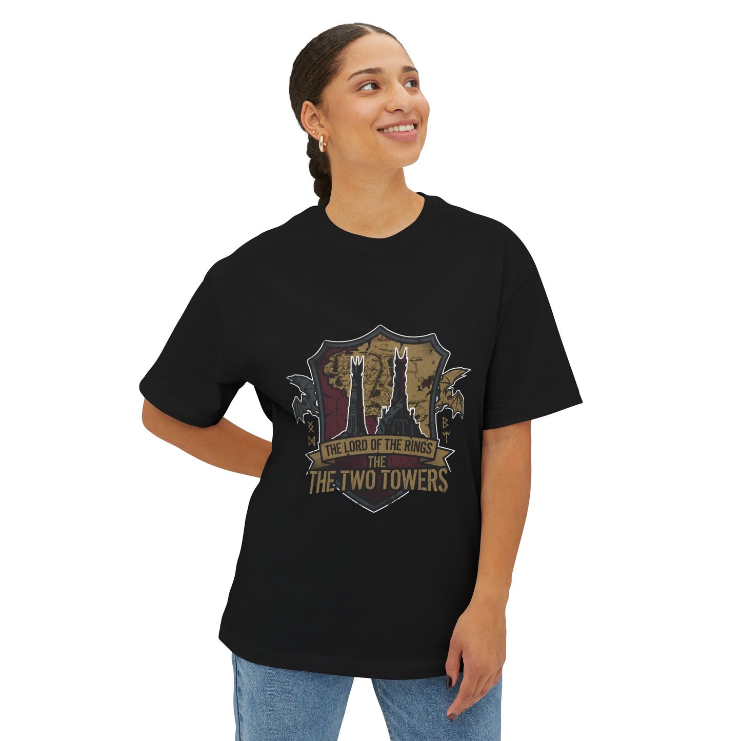 Lord of the Rings: Fellowship of the Ring Movie Poster Art Premium Oversized Unisex T-Shirt
