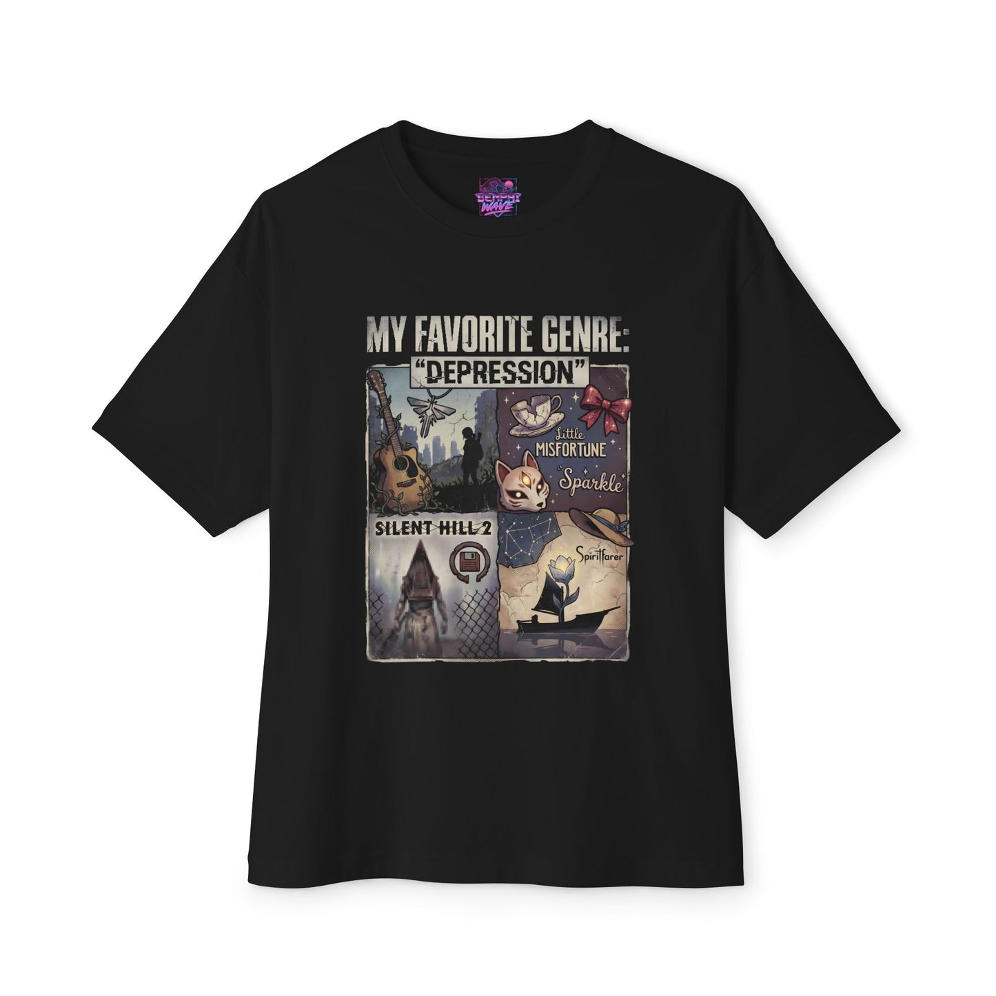 My Favorite Genre is Depression Cute Horror Crossover Premium Oversized Unisex T-Shirt