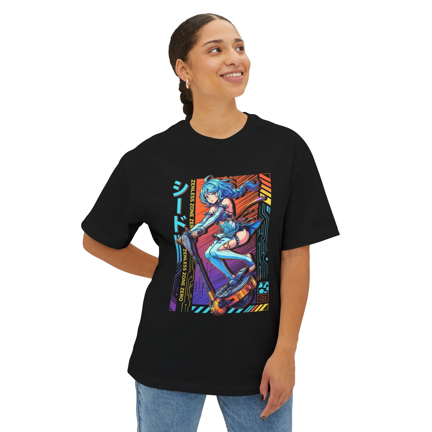 Retrowave Synth Seed Zenless Zone Zero White Demon Premium Oversized Unisex T-Shirt