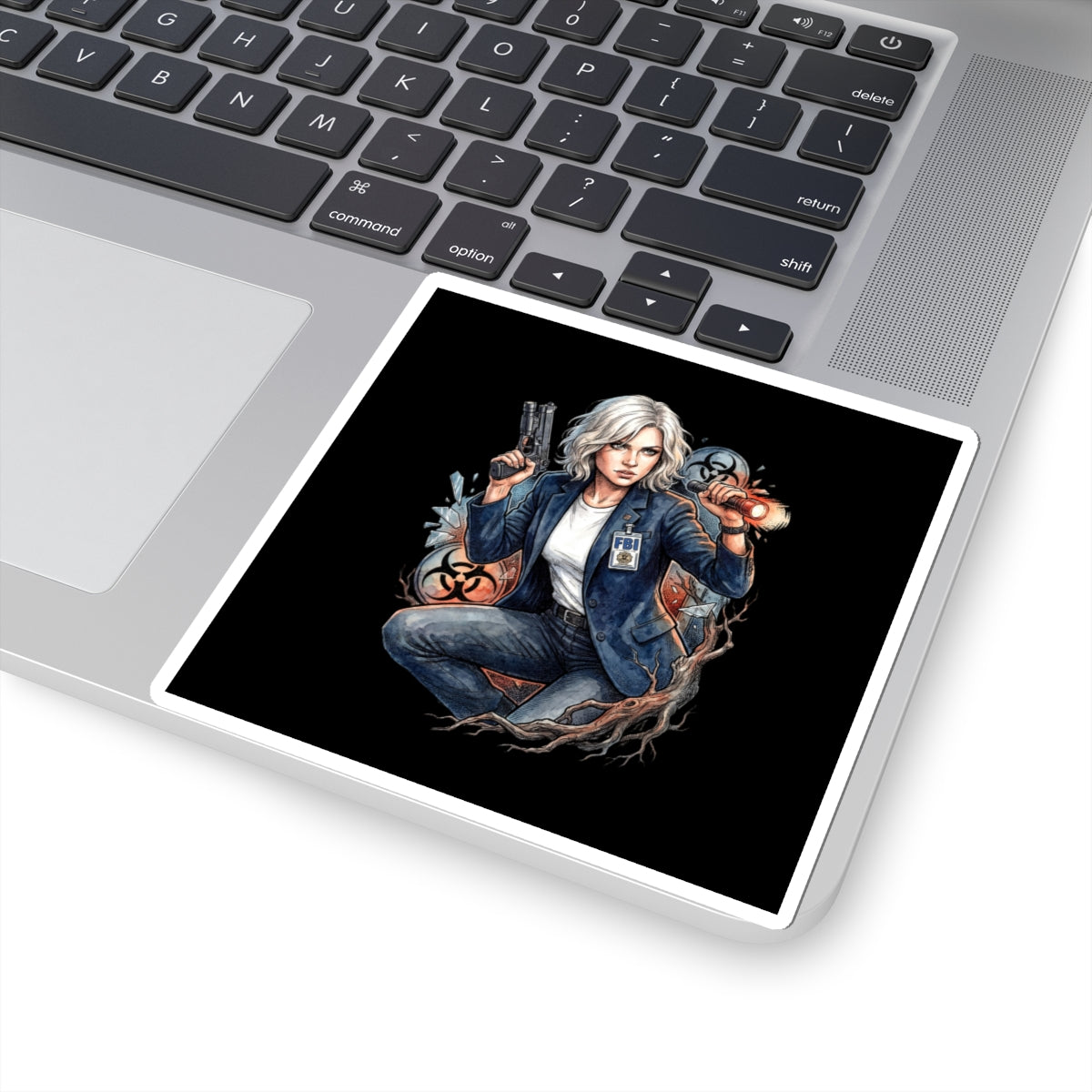 Resident Evil Requiem Grace Ashcroft Flashlight Pistol Crouch Sticker