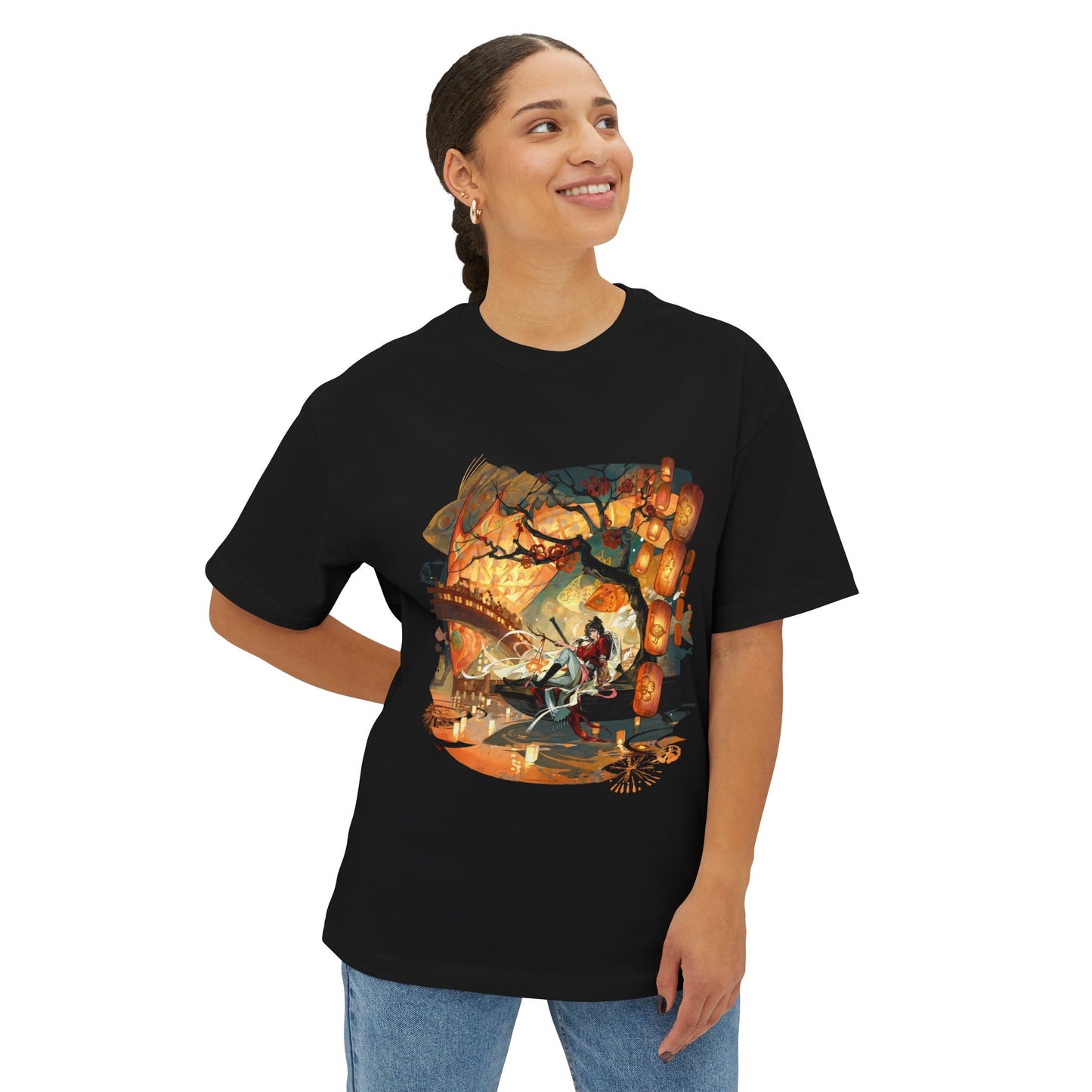 Paper Heron Longevity Sword – White Horse School Legend Premium Oversized Unisex T-Shirt