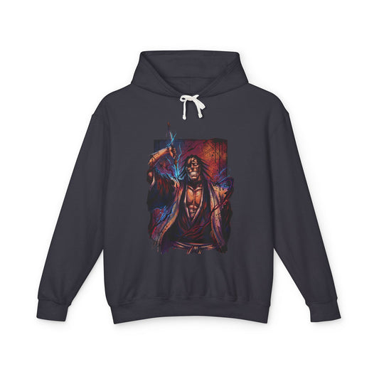 Tall Muscular Shinigami Inspired – Bell-Tipped Spikes Scarred Face Art Unisex Premium Hoodie