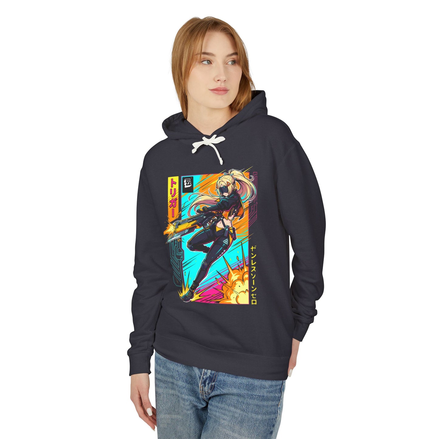 Trigger Zenless Zone Zero Synthwave Sunset Obol Squad Unisex Premium Hoodie