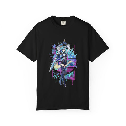 Eula Lawrence Genshin Vaporwave Retro 80s Pink Teal Portrait Premium T-Shirt