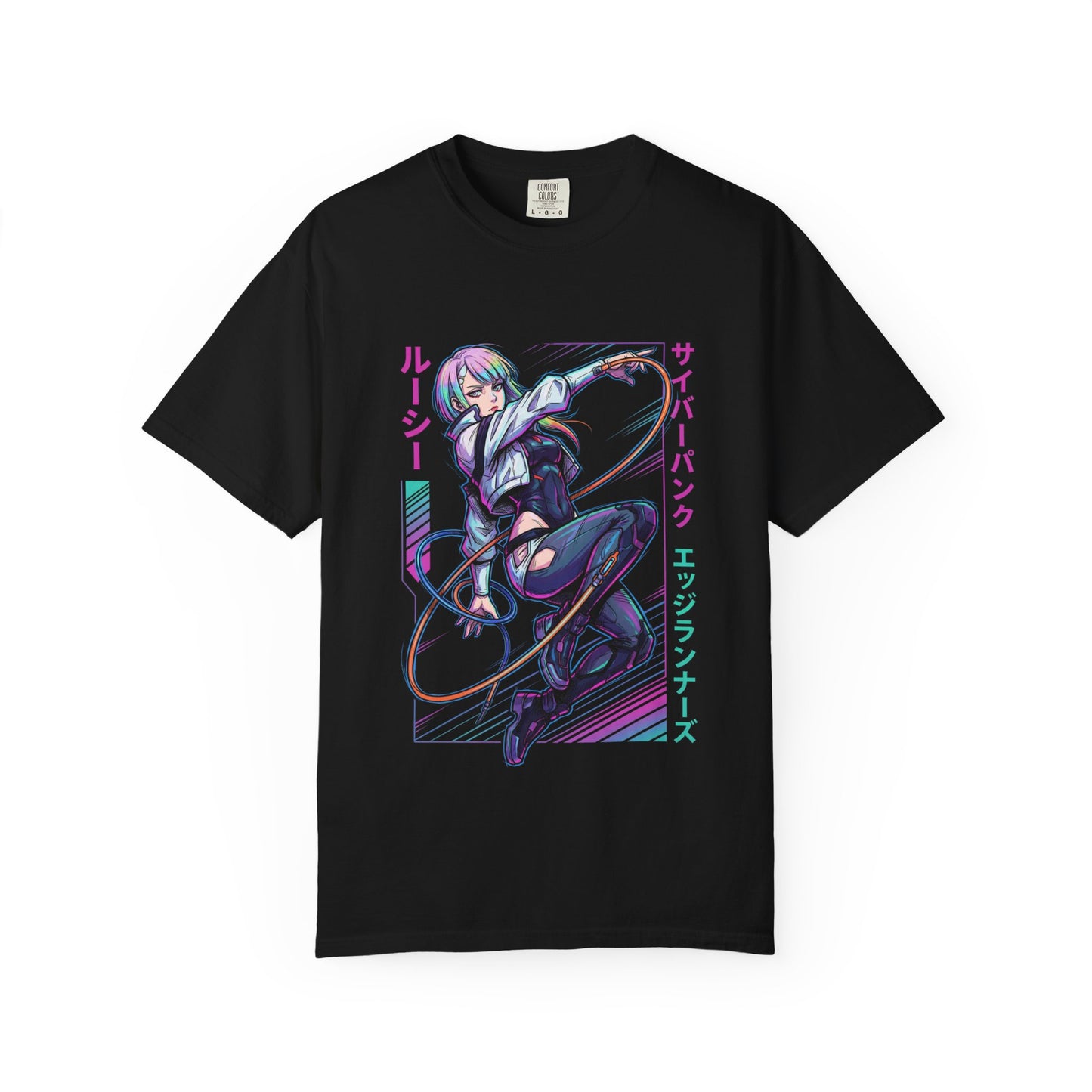 Lucy Cyberpunk Edgerunners Red Purple Eyes Street Samurai Icon Premium T-Shirt