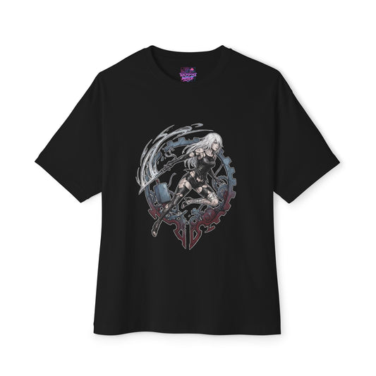 A2 Nier Automata White Hair Katana Warrior Premium Oversized Unisex T-Shirt