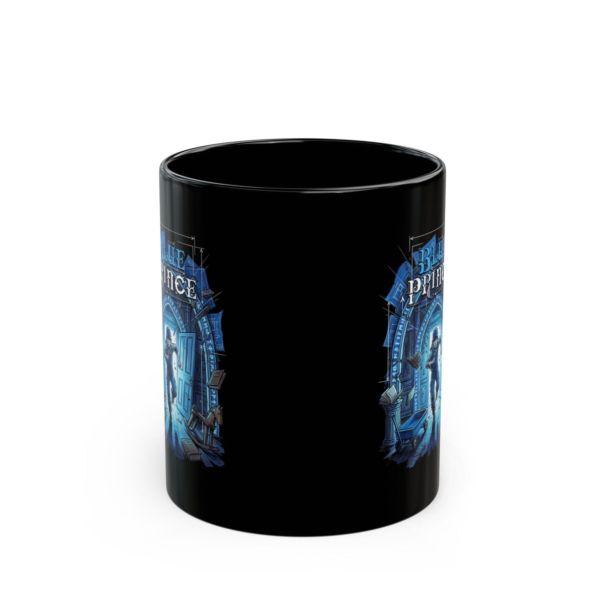 Blue Prince Mt Holly Manor Puzzle Game Fan Art Black Mug
