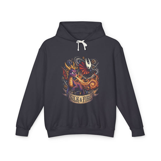 Spyro the Dragon and Hornet from Silksong Mischievous Hero – Wings Glide Fire Attack Pose Unisex Premium Hoodie