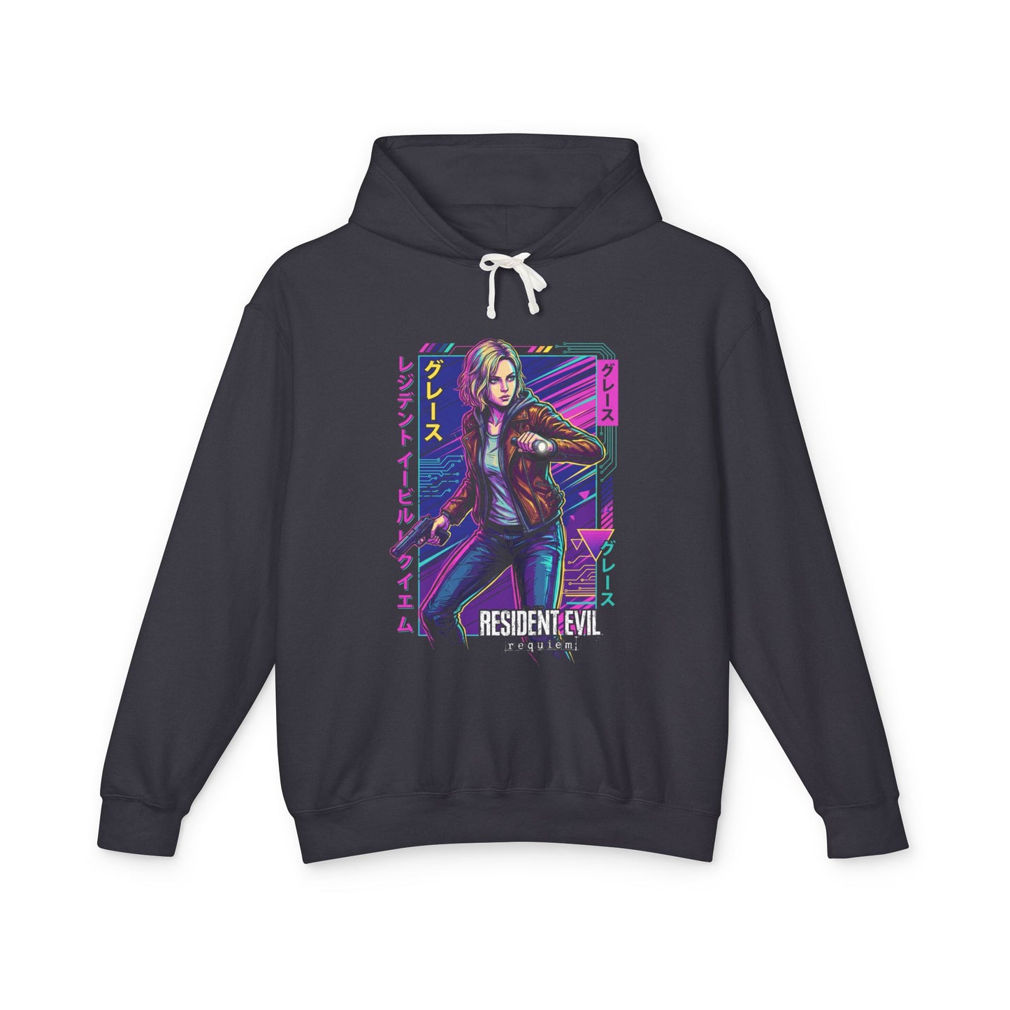 Grace Ashcroft Resident Evil Requiem FBI Analyst Design Cyberpunk Neon Color Unisex Premium Hoodie