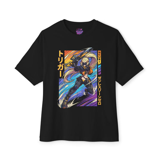 Trigger Zenless Zone Zero Synthwave Retro Neon Sniper Premium Oversized Unisex T-Shirt
