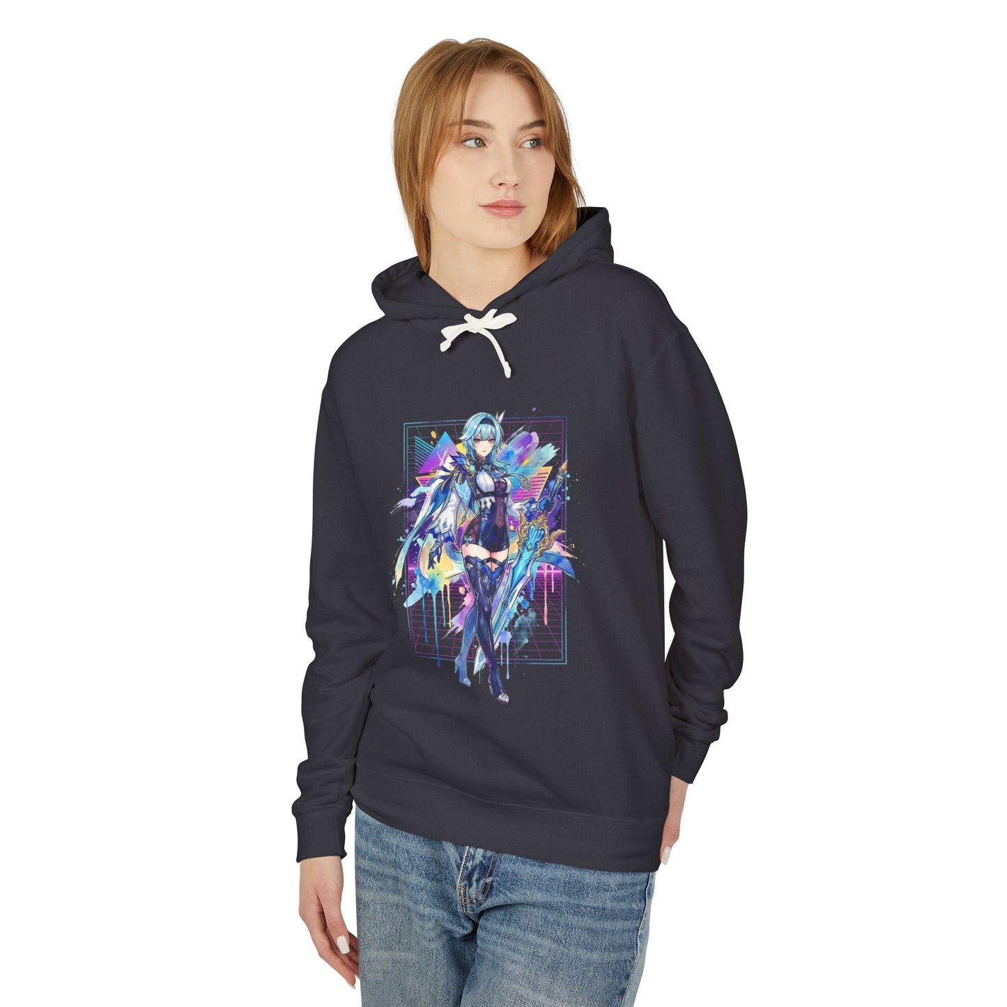 Genshin Impact Eula Vaporwave Neon Palm Tree Sunset Design Unisex Premium Hoodie