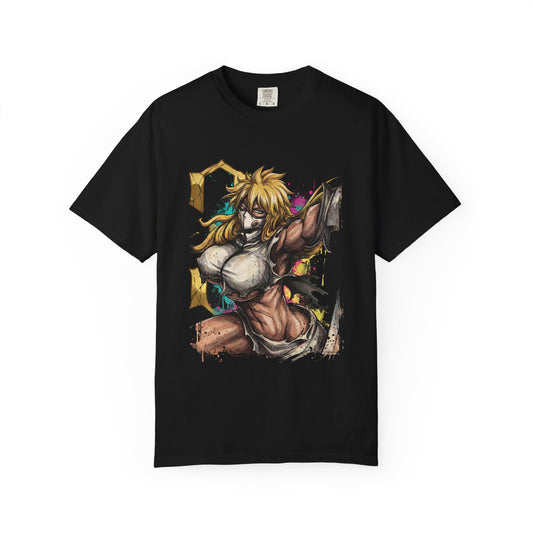 Blonde Arrancar Warrior Fan Art – Aqua Eyes Shark Mask Fragments Design Premium T-Shirt