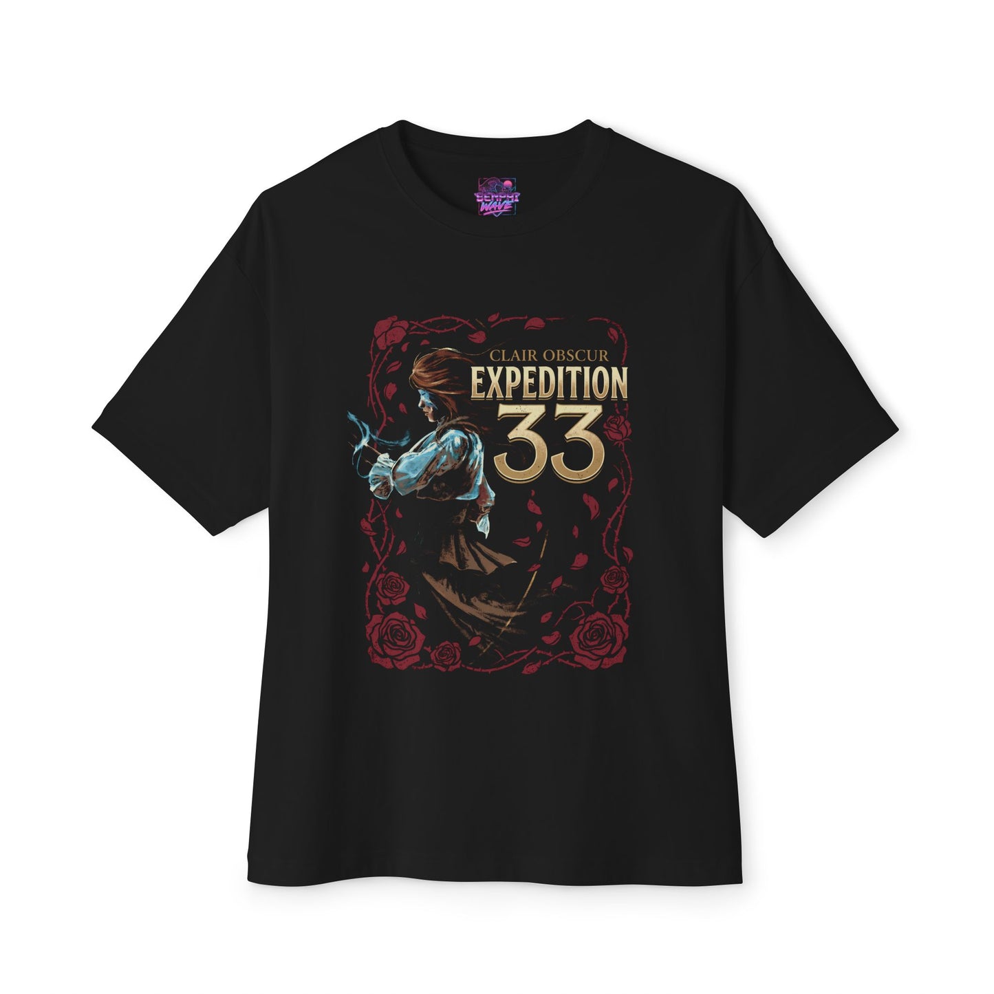 Maelle Clair Obscur Fan Art – Young Swordswoman Rapier Expedition Design Premium Oversized Unisex T-Shirt