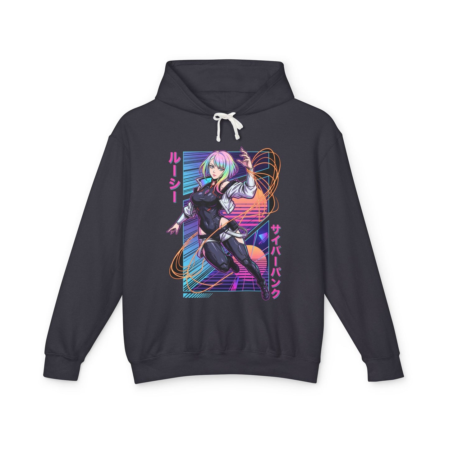 Lucy GG: Pastel Gradient Hair Mysterious Netrunner Unisex Premium Hoodie