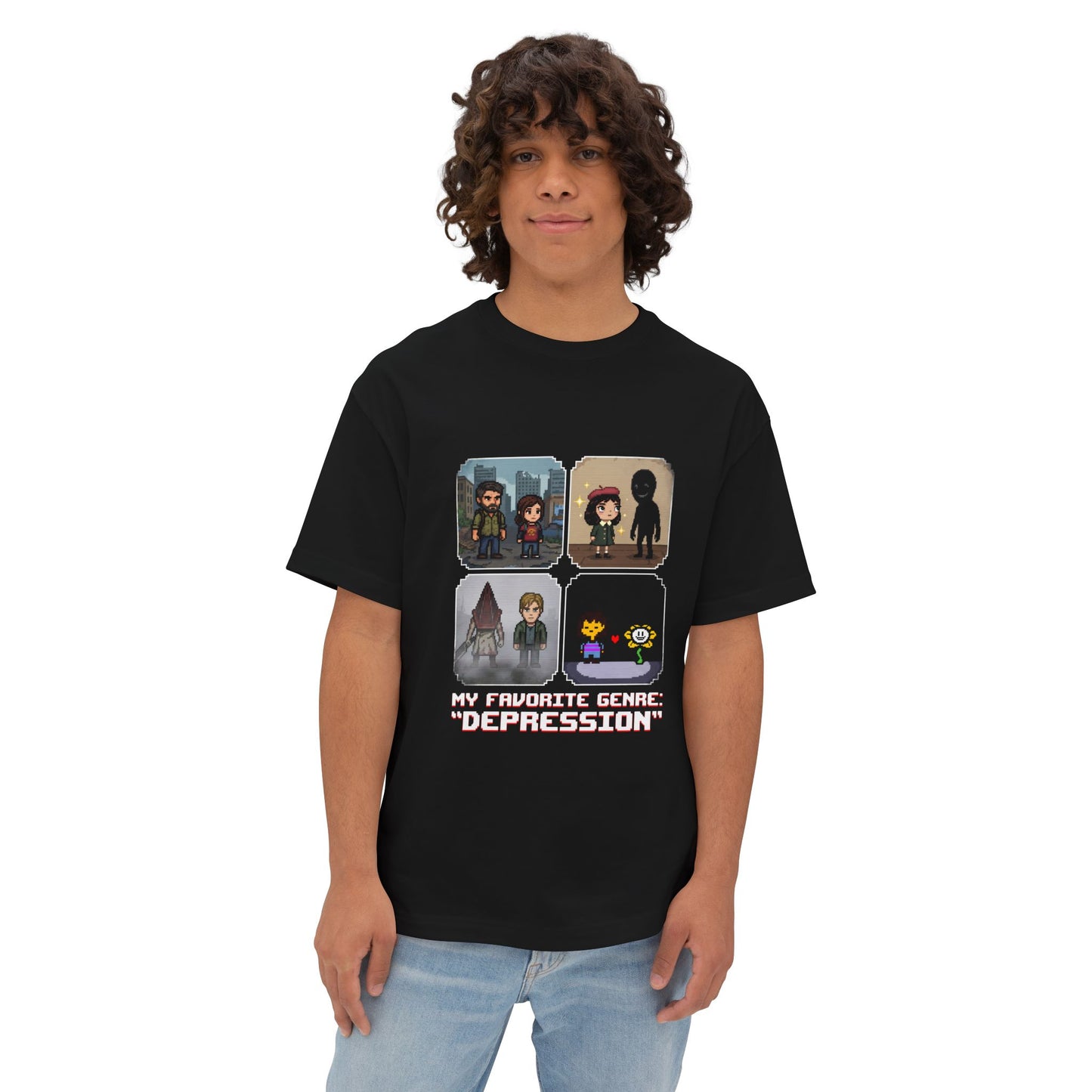 My Favorite Genre is Depression – Little Misfortune Silent Hill Undertale Crossover Premium Oversized Unisex T-Shirt