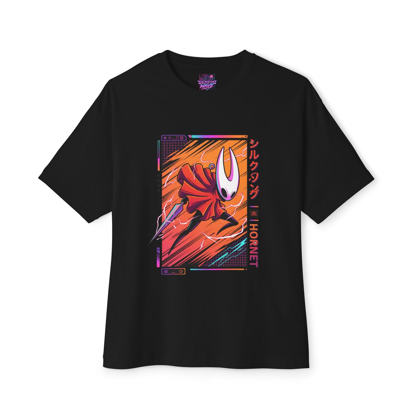 Neon Red Cloak Hornet – 80s Vaporwave Edition Premium Oversized Unisex T-Shirt