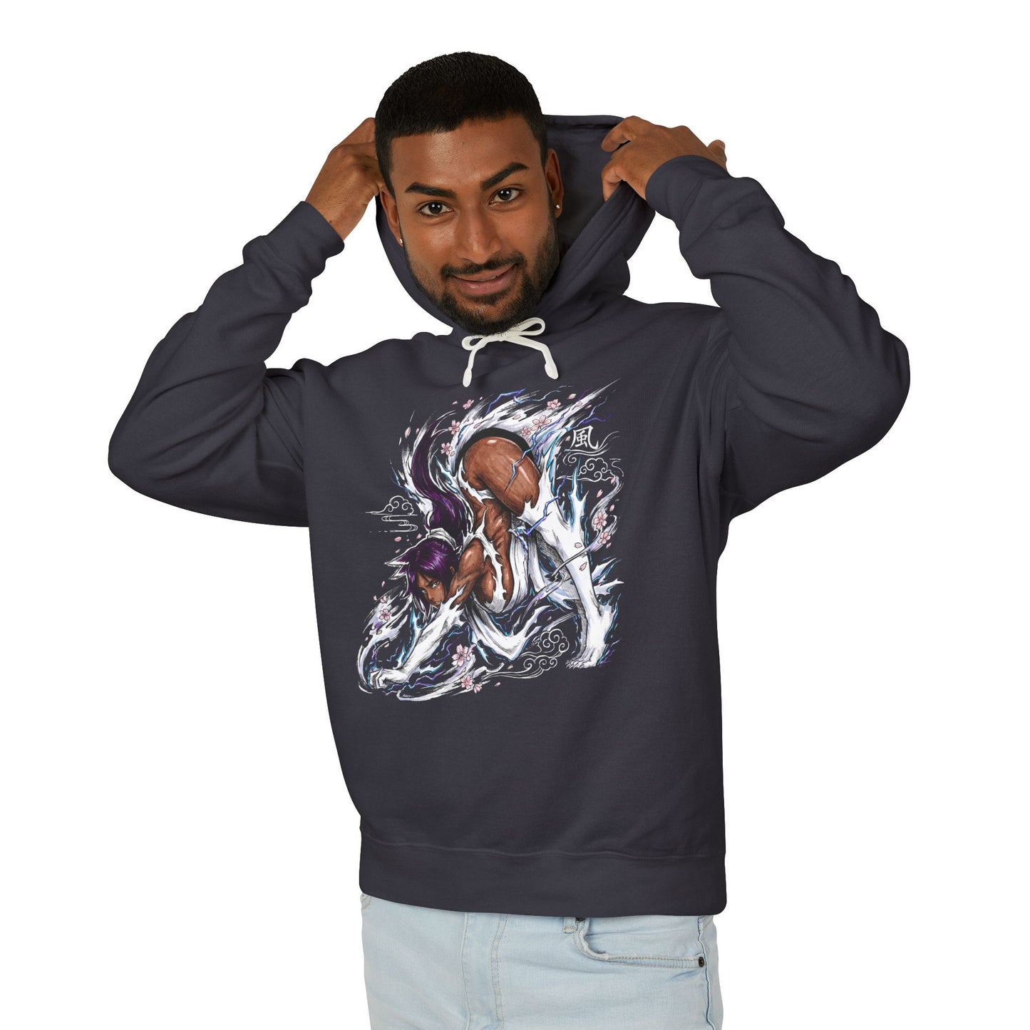 Purple Haired Lightning Flash Goddess Cat Form Stealth Warrior Fan Art Portrait Unisex Premium Hoodie
