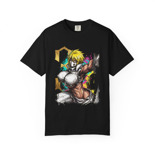 Blonde Arrancar Warrior Fan Art – Aqua Eyes Shark Mask Fragments Design Premium T-Shirt