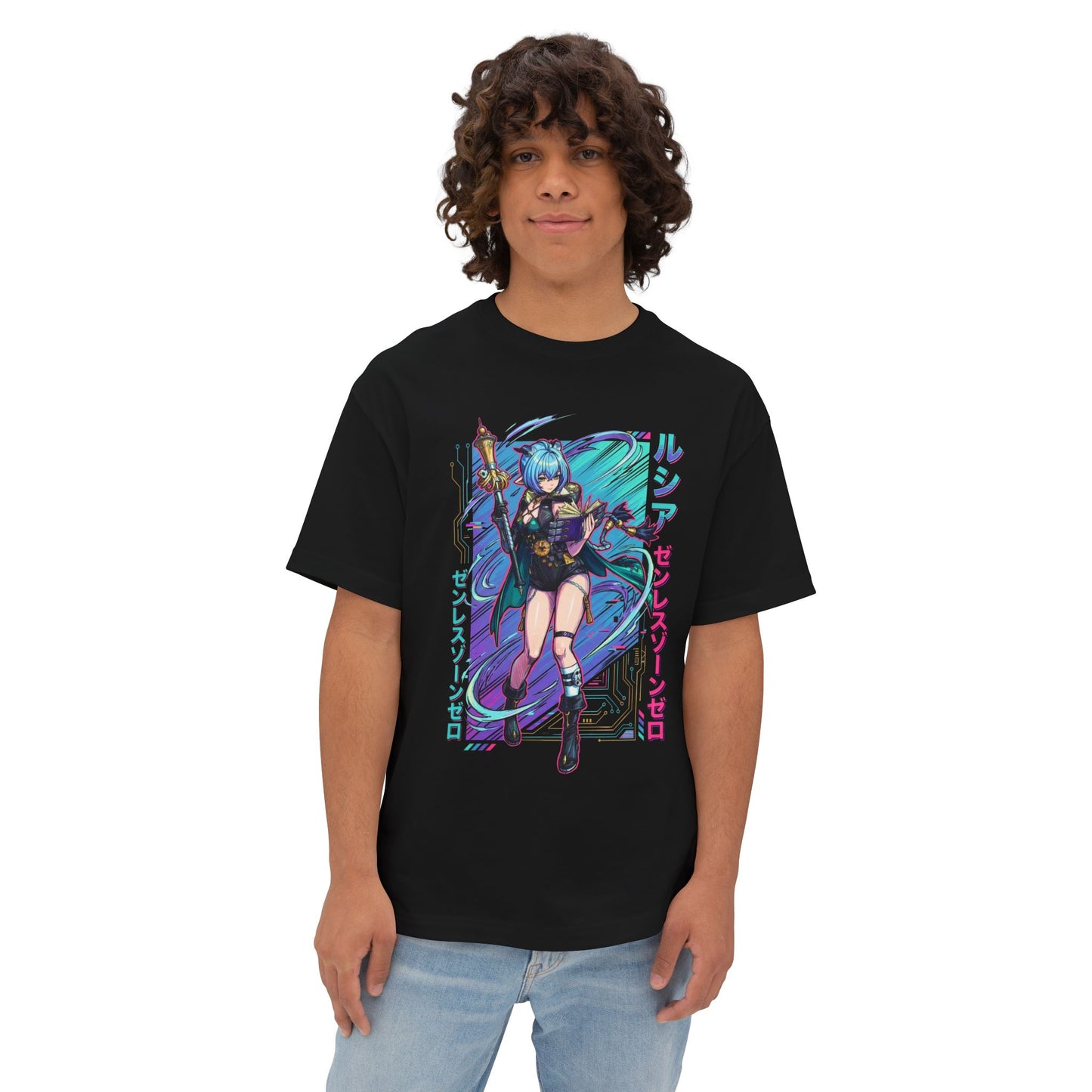 Lucia Elowen Zenless Zone Zero Synth Retrowave Neon Premium Oversized Unisex T-Shirt