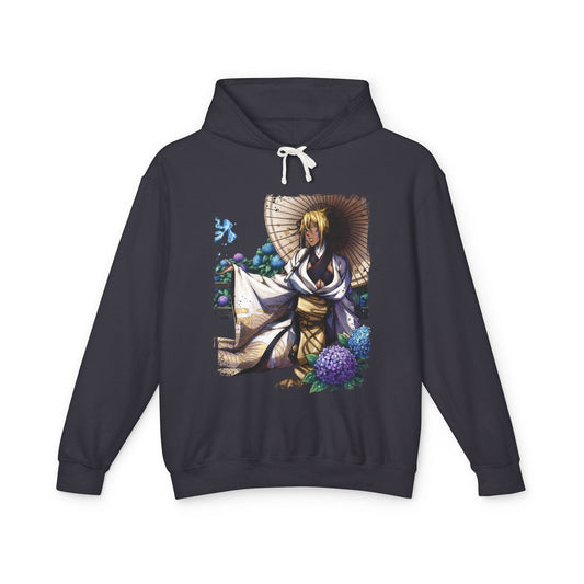 Golden Blonde Espada Fighter Art – Aqua Green Eyes Resurreccion Style Unisex Premium Hoodie