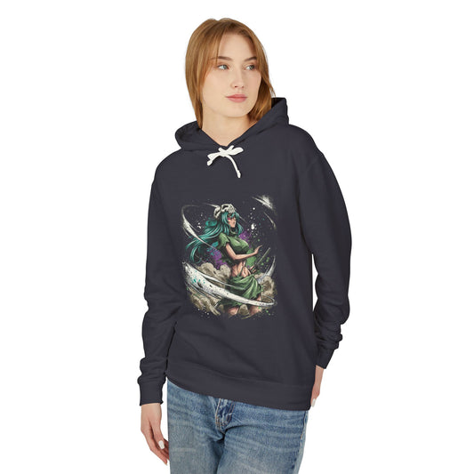 Green Hair Arrancar Warrior Fan Art – Hazel Eyes Scarred Face Design Unisex Premium Hoodie