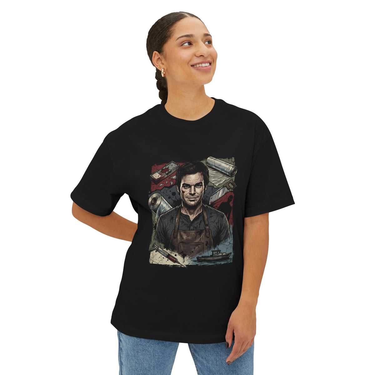 Dexter Morgan Apron Plastic Wrap Kill Room Oversized T-Shirt
