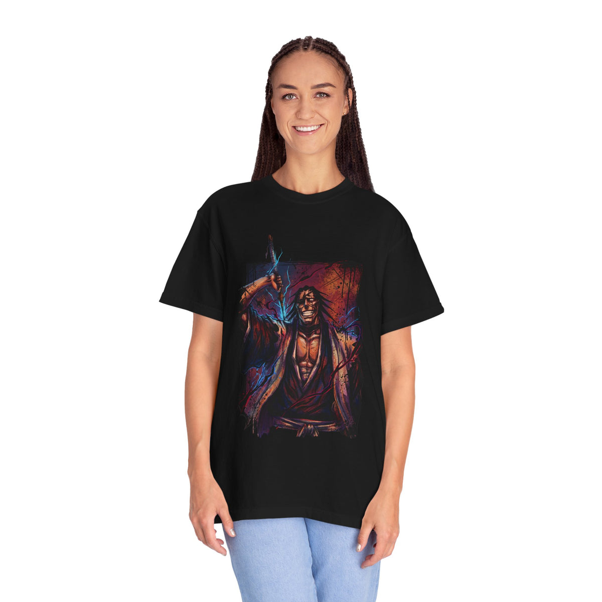 Tall Muscular Shinigami Inspired – Bell-Tipped Spikes Scarred Face Art Premium T-Shirt