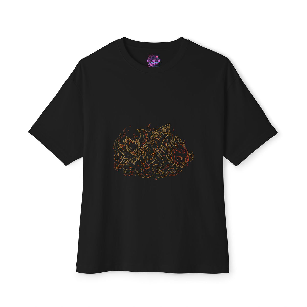 Aniimo Fire Team Flameruff Magmarex Sparki Gold Line Art Art - Oversized Premium Tee