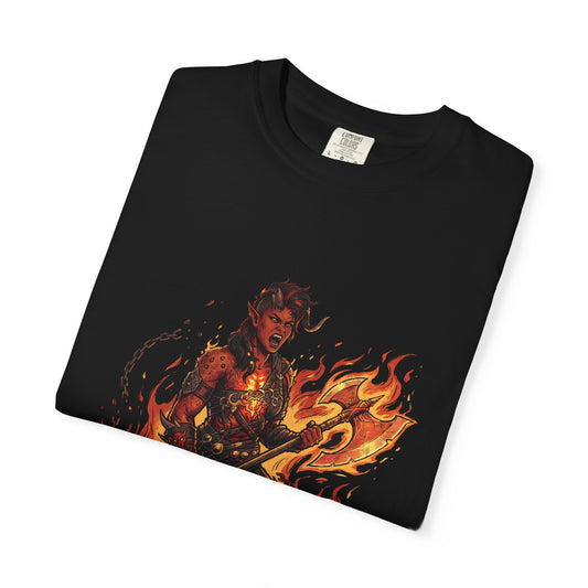 Karlach Baldur's Gate 3 80s Neon Tiefling Warrior Art Premium T-Shirt