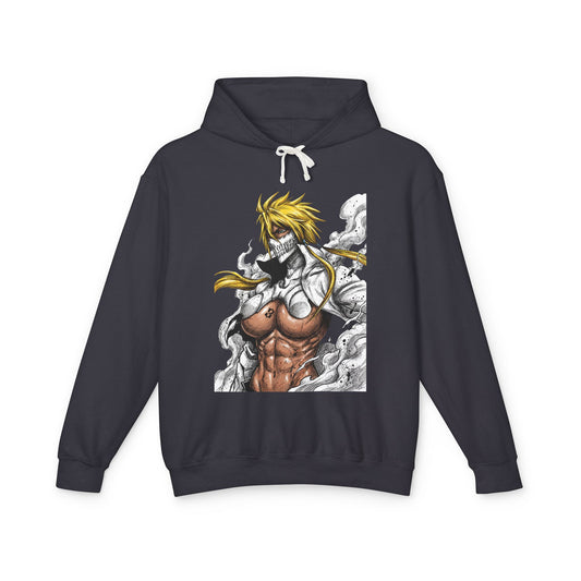 Blonde Arrancar Warrior Fan Art – Aqua Eyes Shark Theme Design Unisex Premium Hoodie