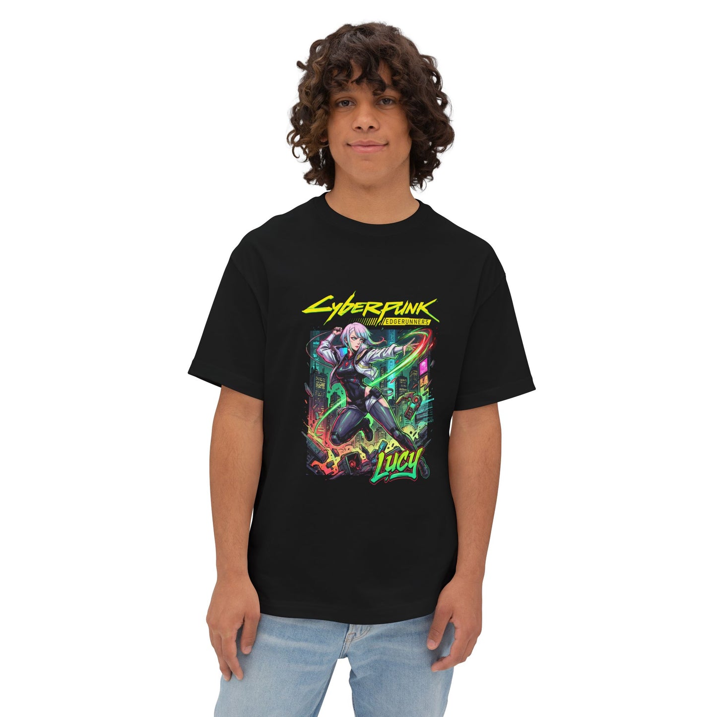 Cyberpunk Edgerunners Lucy Monowire Quickhack Combat Design Premium Oversized Unisex T-Shirt
