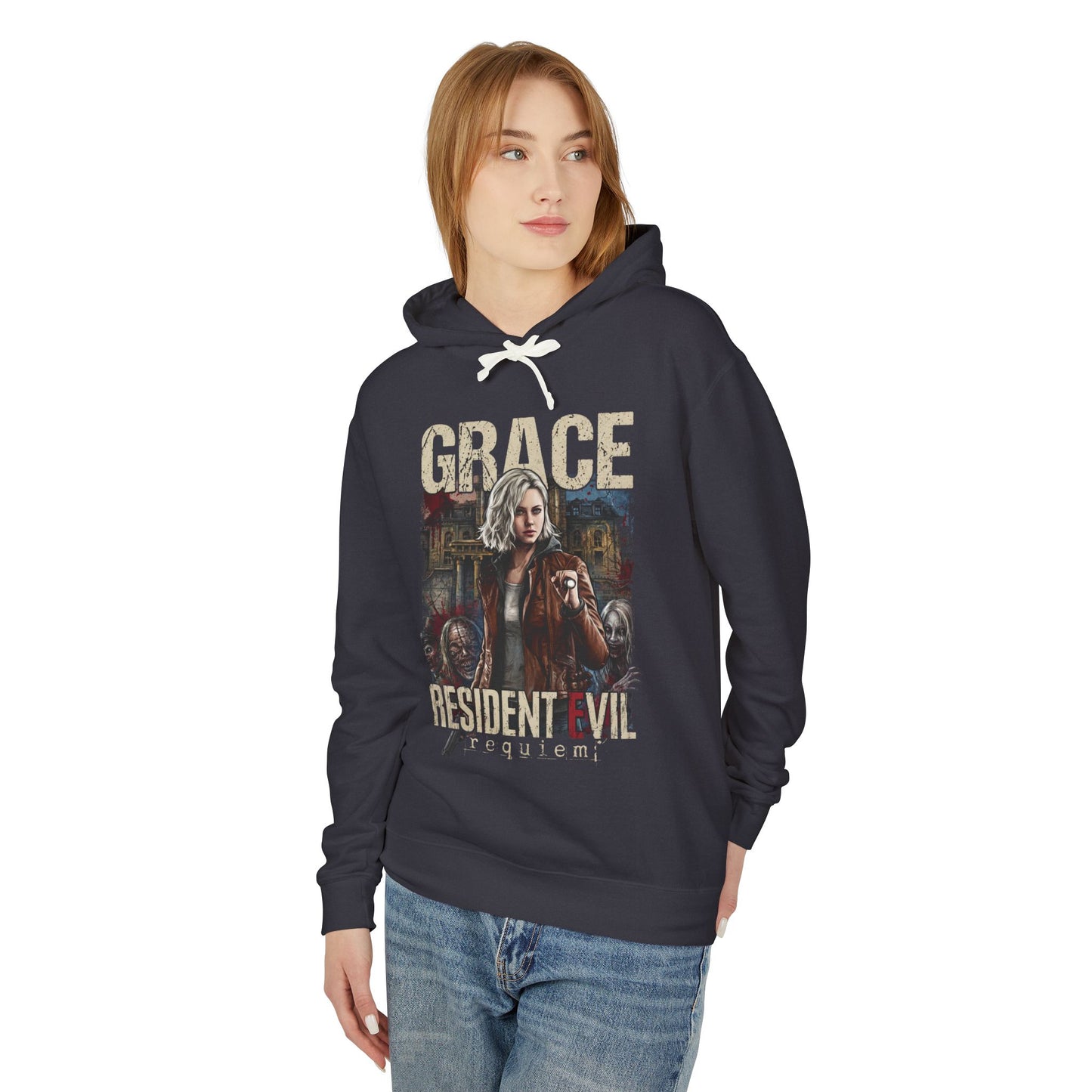 RE9 Grace Ashcroft Infected Blood Crafting Survival Portrait Unisex Premium Hoodie