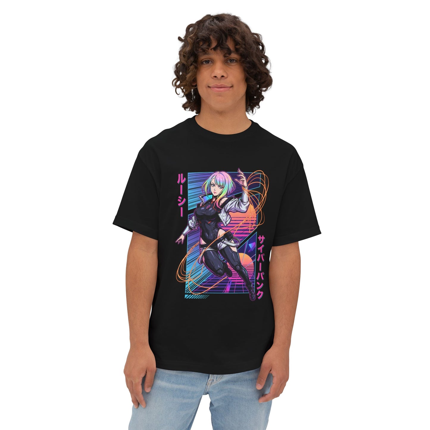 Lucy GG: Pastel Gradient Hair Mysterious Netrunner Premium Oversized Unisex T-Shirt