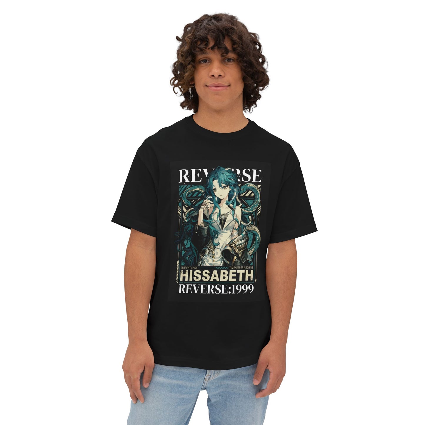 Hissabeth Reverse 1999 Silver Hair Snake Hair Portrait Premium Oversized Unisex T-Shirt