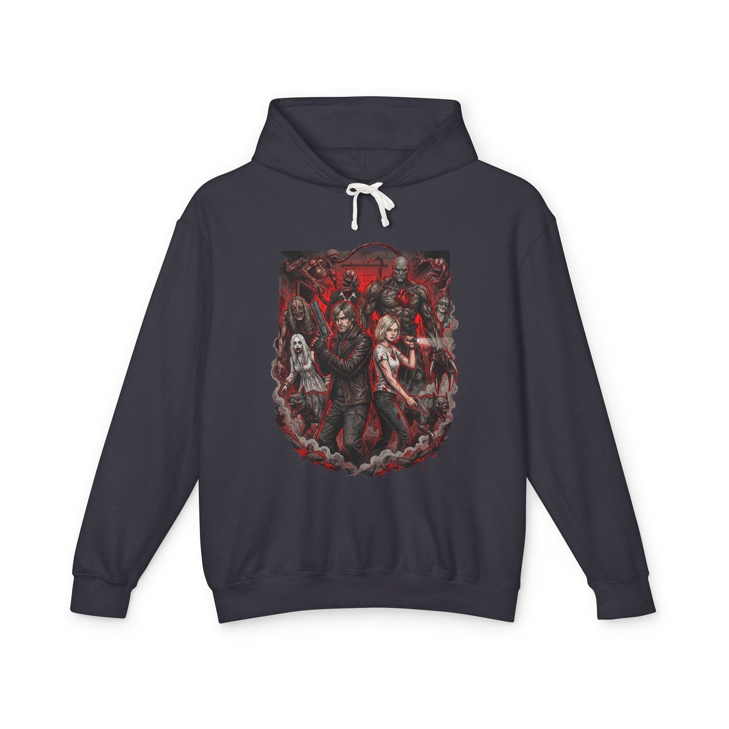 Resident Evil Requiem Grunge Style Grace Leon Chainsaw Wielder Enemies Unisex Premium Hoodie