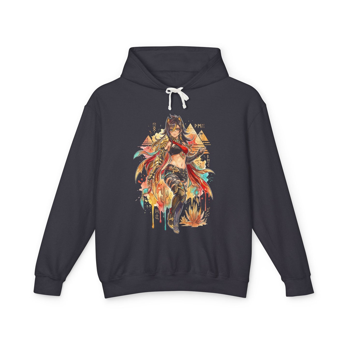 Genshin Impact Dehya Black Red Outfit Vaporwave Palm Sunset Unisex Premium Hoodie