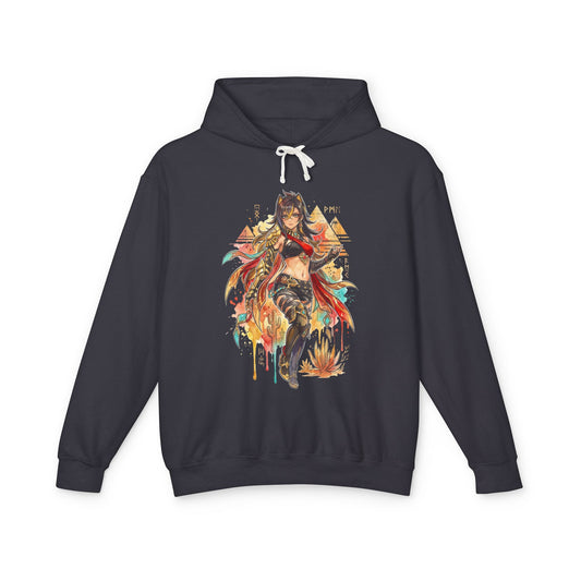 Genshin Impact Dehya Black Red Outfit Vaporwave Palm Sunset Unisex Premium Hoodie